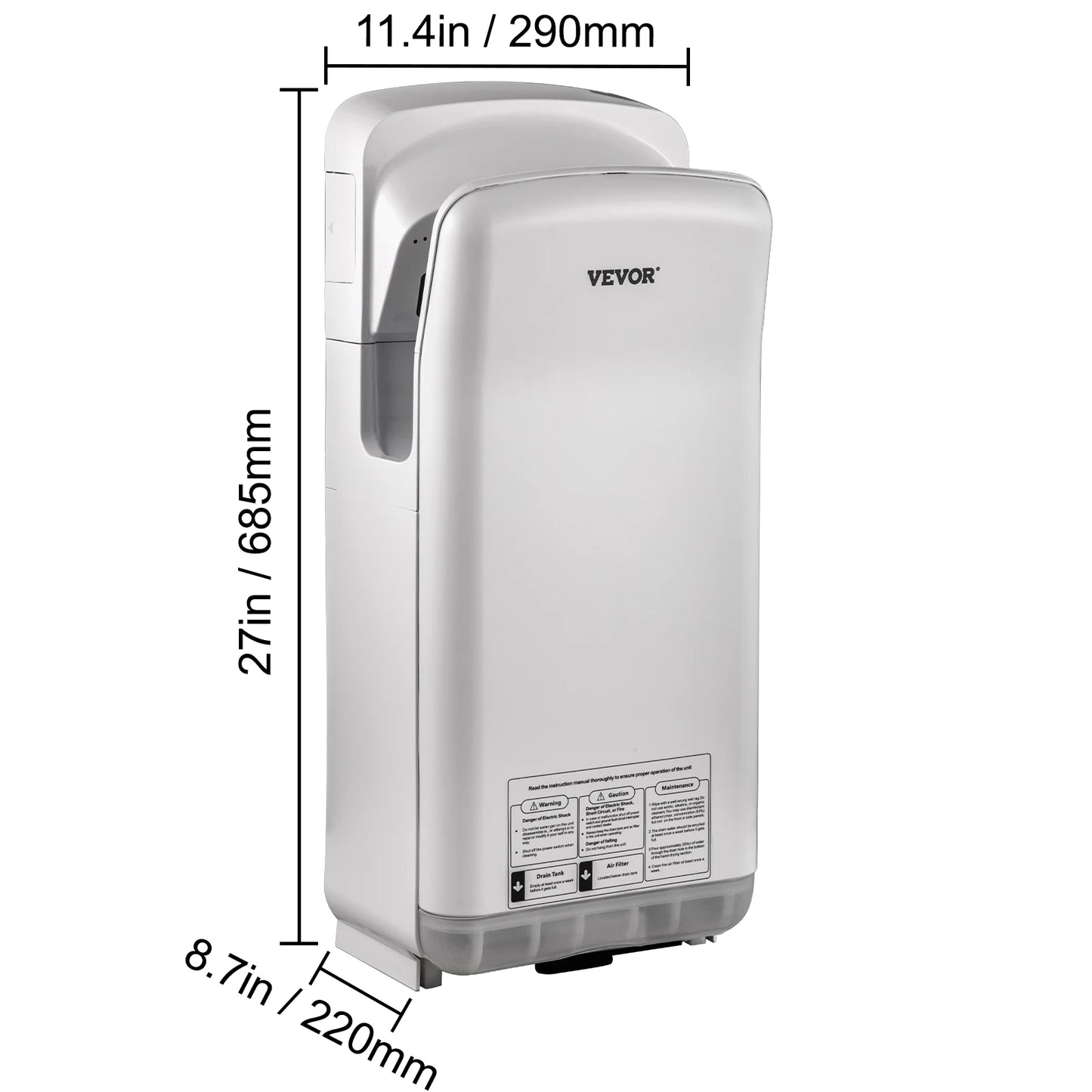 SucceBuy Hand Dryer Machinery Automatic High-speed Jet Double-sided Secure Robust Material Blade for Washroom Multicolor