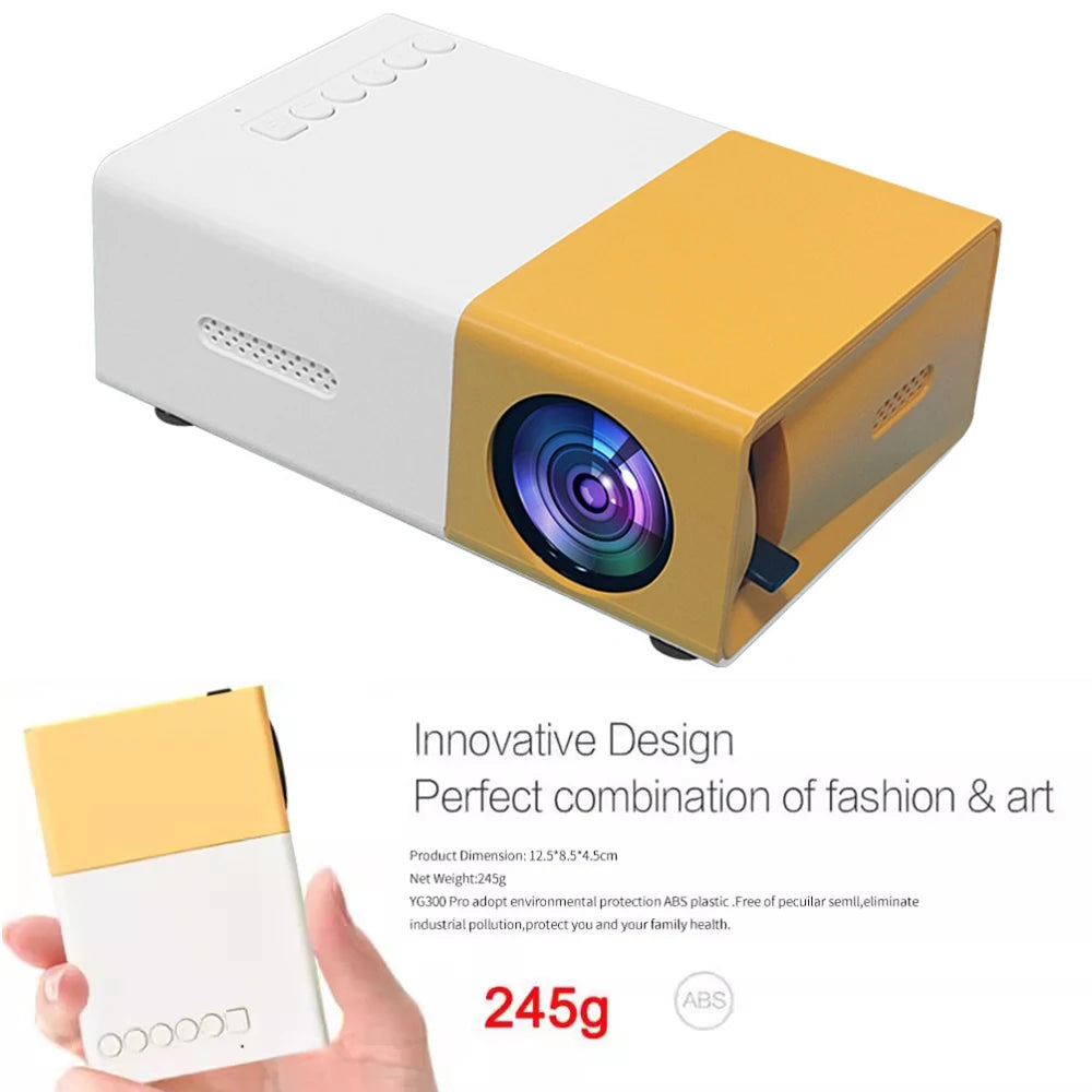 Portable Wired Projector Mobile Phone LED Mini Home Video Equipment 720P HD Screen USB/SD/AV/Hd