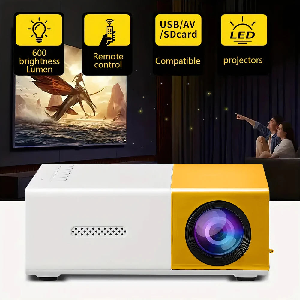 Portable Wired Projector Mobile Phone LED Mini Home Video Equipment 720P HD Screen USB/SD/AV/Hd