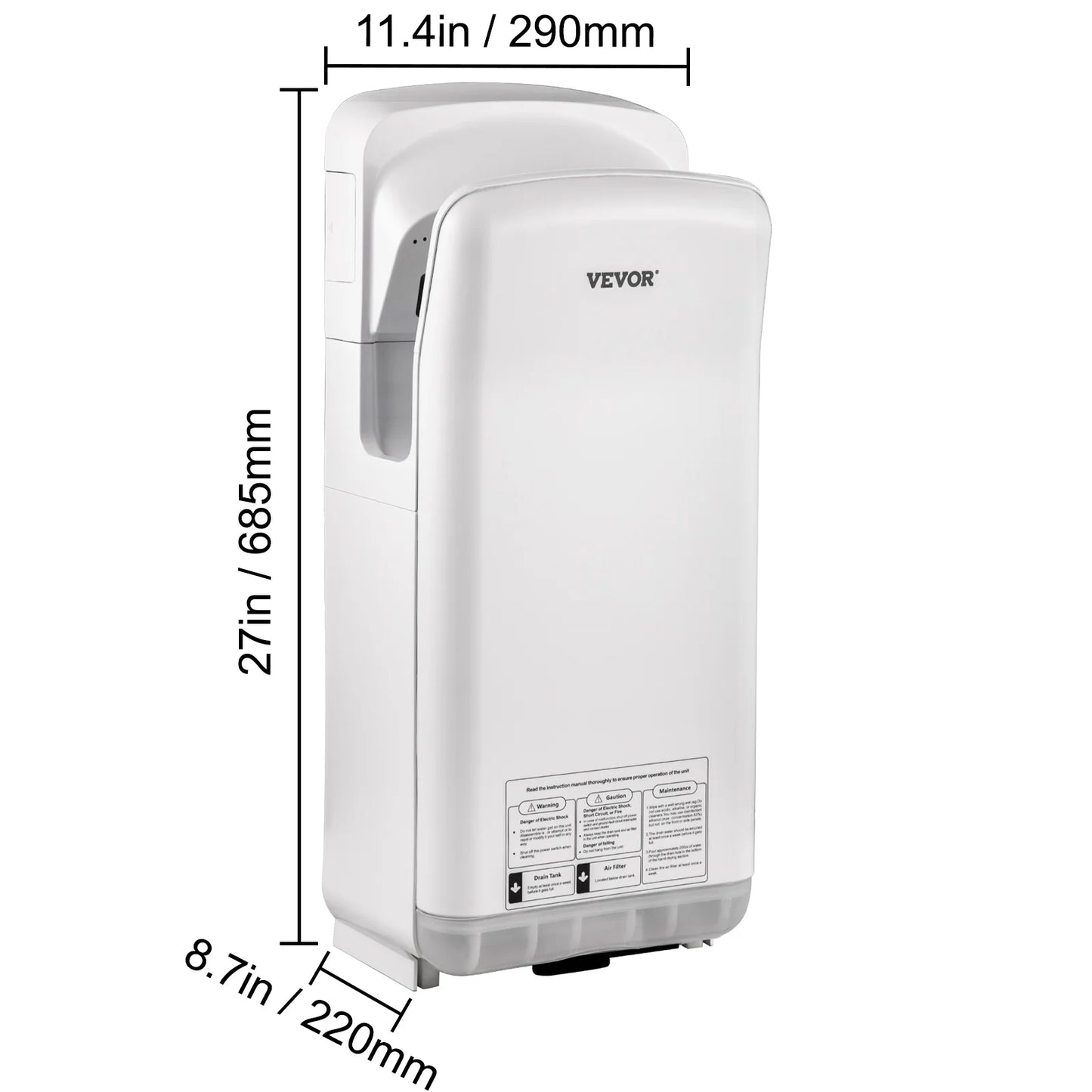 SucceBuy Hand Dryer Machinery Automatic High-speed Jet Double-sided Secure Robust Material Blade for Washroom Multicolor