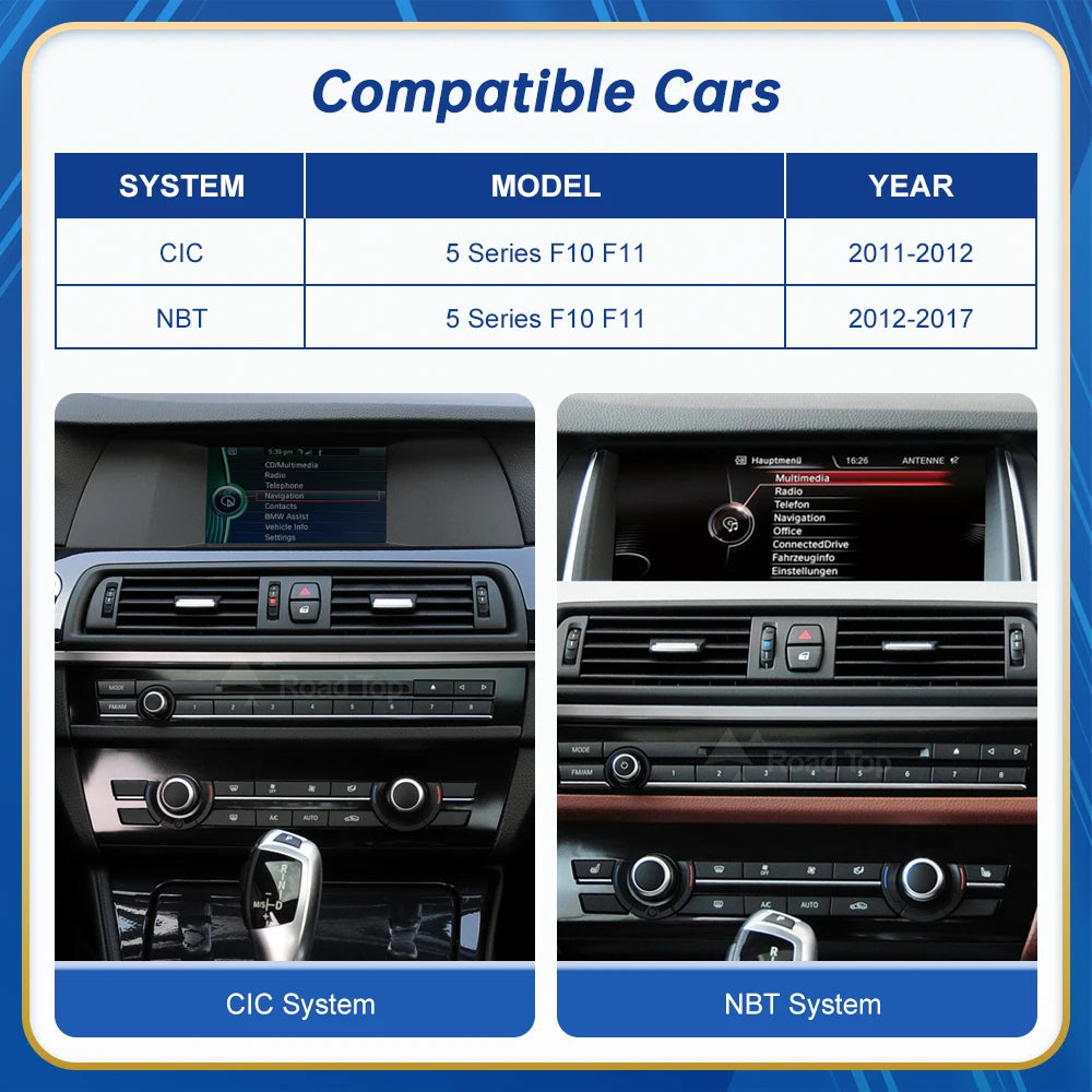 10.25 Inch Linux Display Multimedia Player For BMW Car 5 Series F10 F11 2011-2017 CIC NBT GPS Carplay Touch Screen