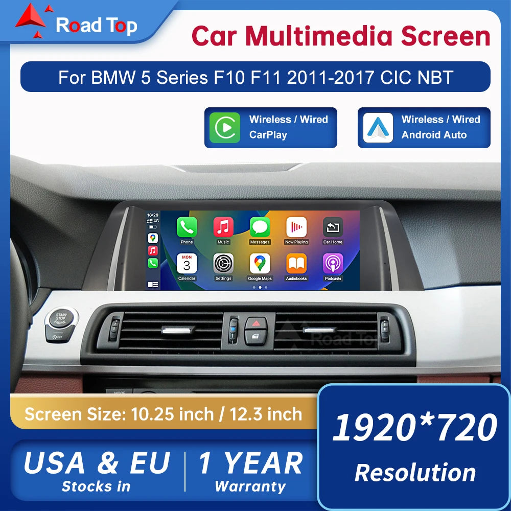 10.25 Inch Linux Display Multimedia Player For BMW Car 5 Series F10 F11 2011-2017 CIC NBT GPS Carplay Touch Screen