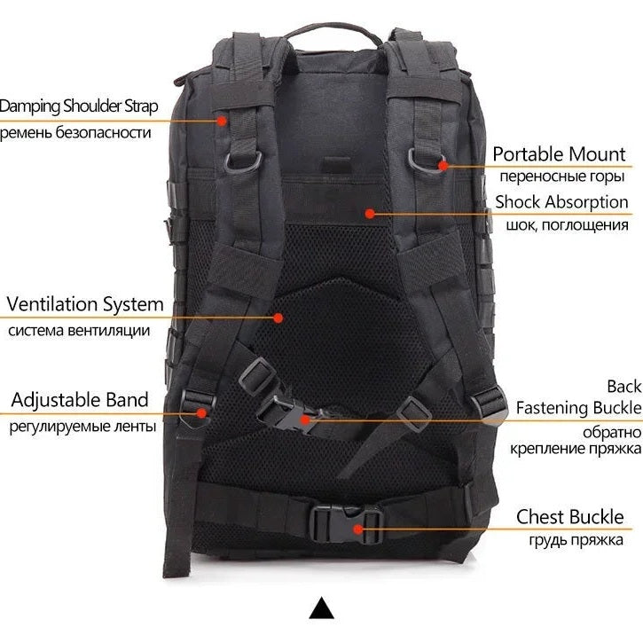 45L Man Tactical Backpacks Outdoor Traveling Bags Outdoor 3P School Pack EDC Molle Pack For Trekking Hunting Bag