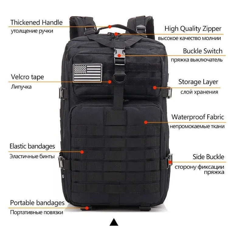 45L Man Tactical Backpacks Outdoor Traveling Bags Outdoor 3P School Pack EDC Molle Pack For Trekking Hunting Bag