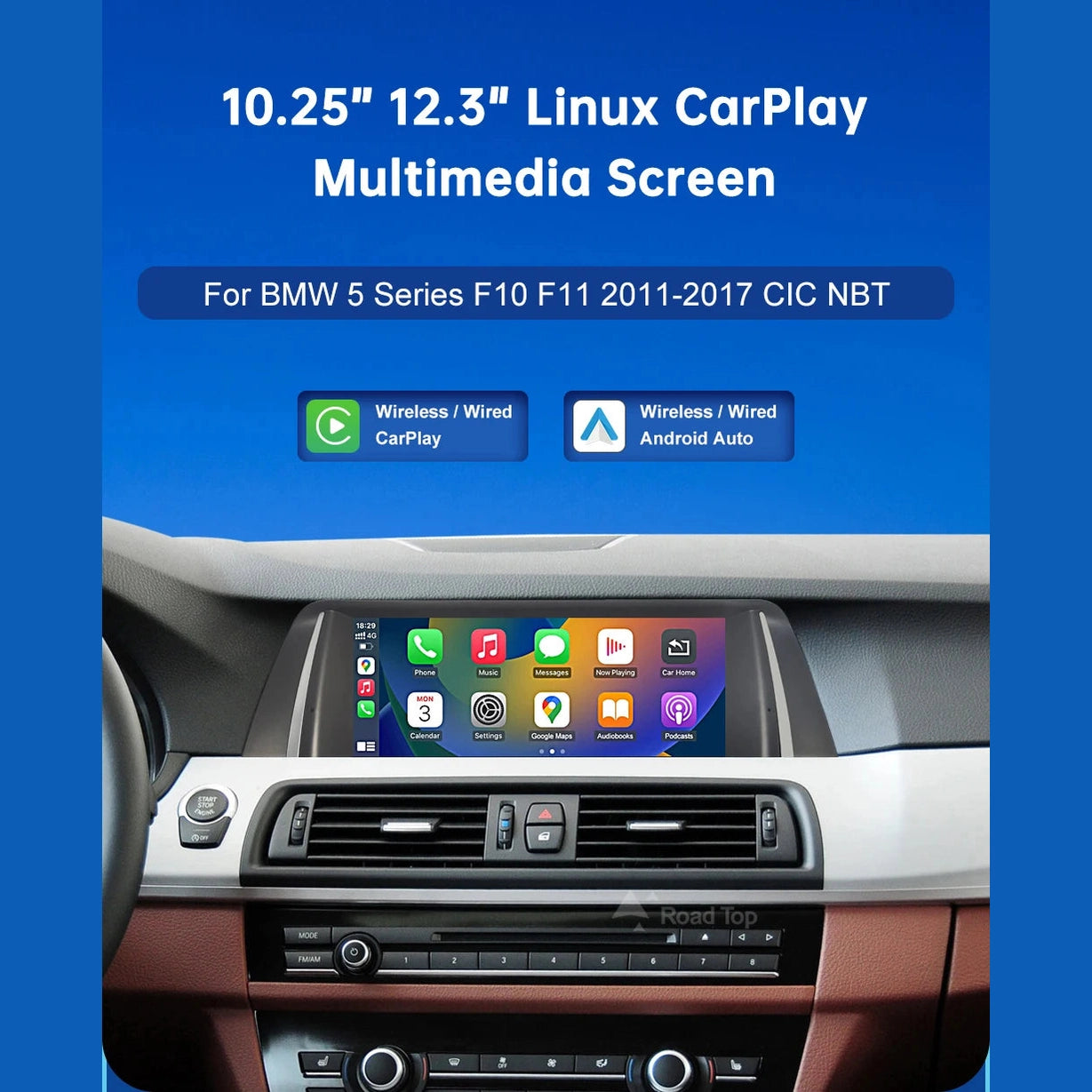 10.25 Inch Linux Display Multimedia Player For BMW Car 5 Series F10 F11 2011-2017 CIC NBT GPS Carplay Touch Screen