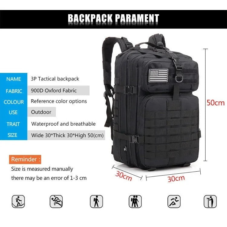 45L Man Tactical Backpacks Outdoor Traveling Bags Outdoor 3P School Pack EDC Molle Pack For Trekking Hunting Bag
