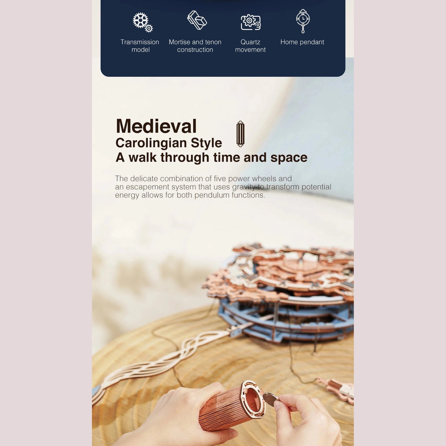 Robotime 3D Wooden Puzzle Gift for Kids Adults Mechanical Design DIY Wall Quartz Clock Crafts Hobbies Gift Room Decoration LC701