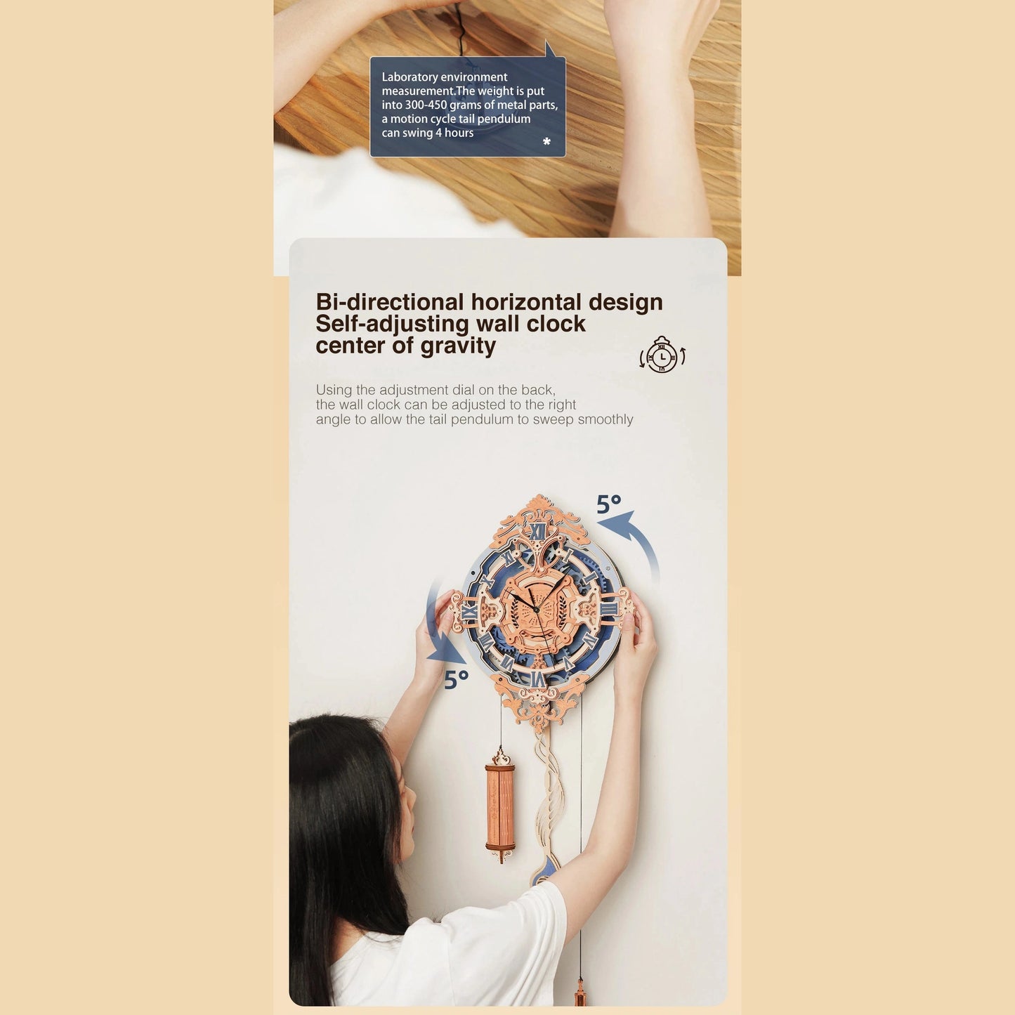 Robotime 3D Wooden Puzzle Gift for Kids Adults Mechanical Design DIY Wall Quartz Clock Crafts Hobbies Gift Room Decoration LC701