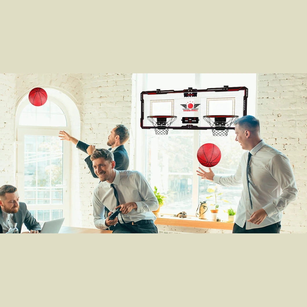 VATOS Basketball Hoop x2 Indoor Outdoor Electric Mini Basketball Scoreboard 4x Balls Toy Gift for Kids Boys Girls Sports Game