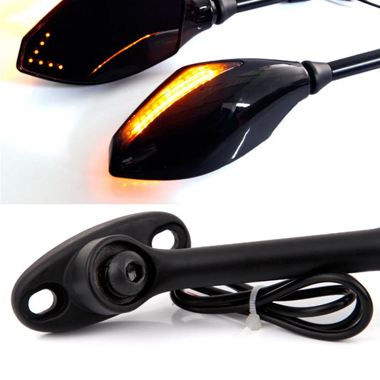 2Pcs Motorcycle Handlebar Mount Rearview Mirror With LED Turn Signal Lights For Honda CBR 900 929 954 900RR CBR1000RR