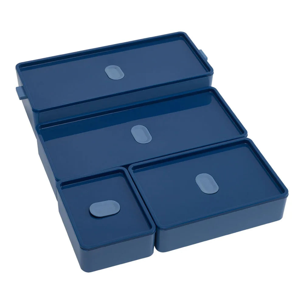 Bento-Style Plastic Lunch Box with Cutlery 3-Layer