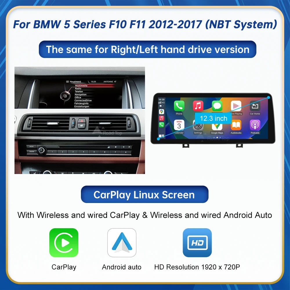 10.25 Inch Linux Display Multimedia Player For BMW Car 5 Series F10 F11 2011-2017 CIC NBT GPS Carplay Touch Screen