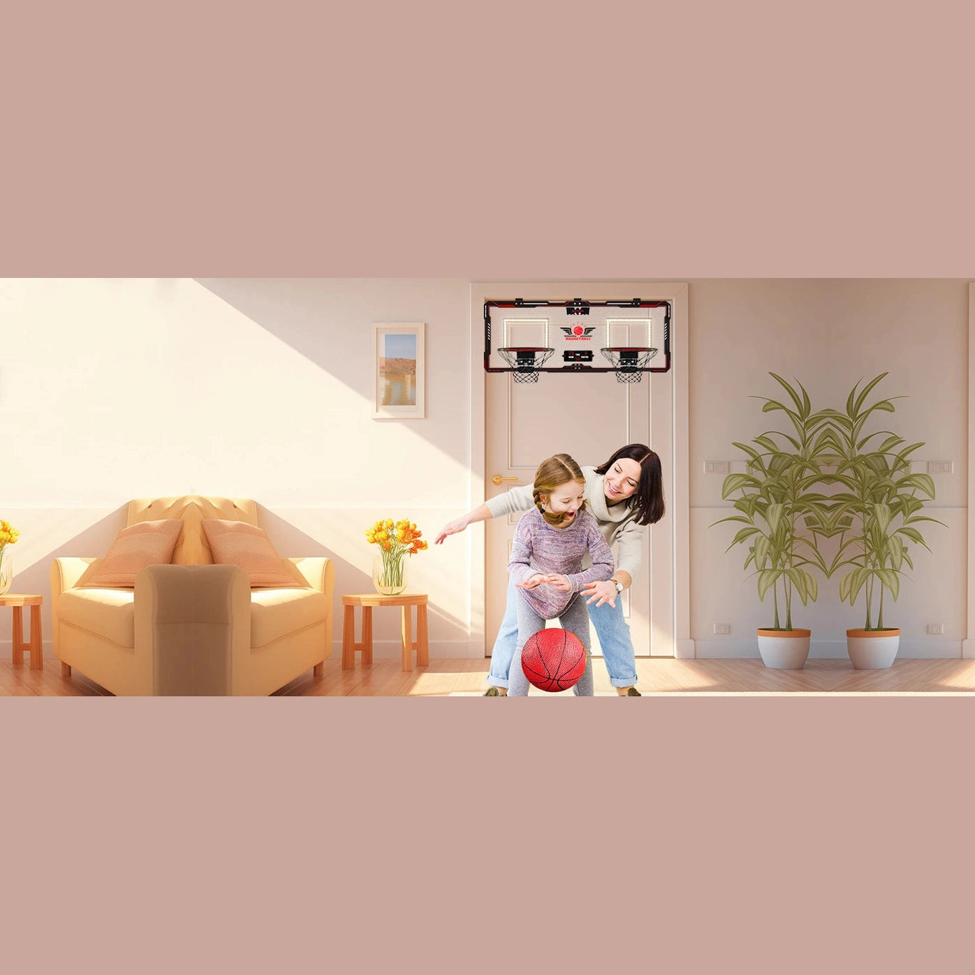 VATOS Basketball Hoop x2 Indoor Outdoor Electric Mini Basketball Scoreboard 4x Balls Toy Gift for Kids Boys Girls Sports Game