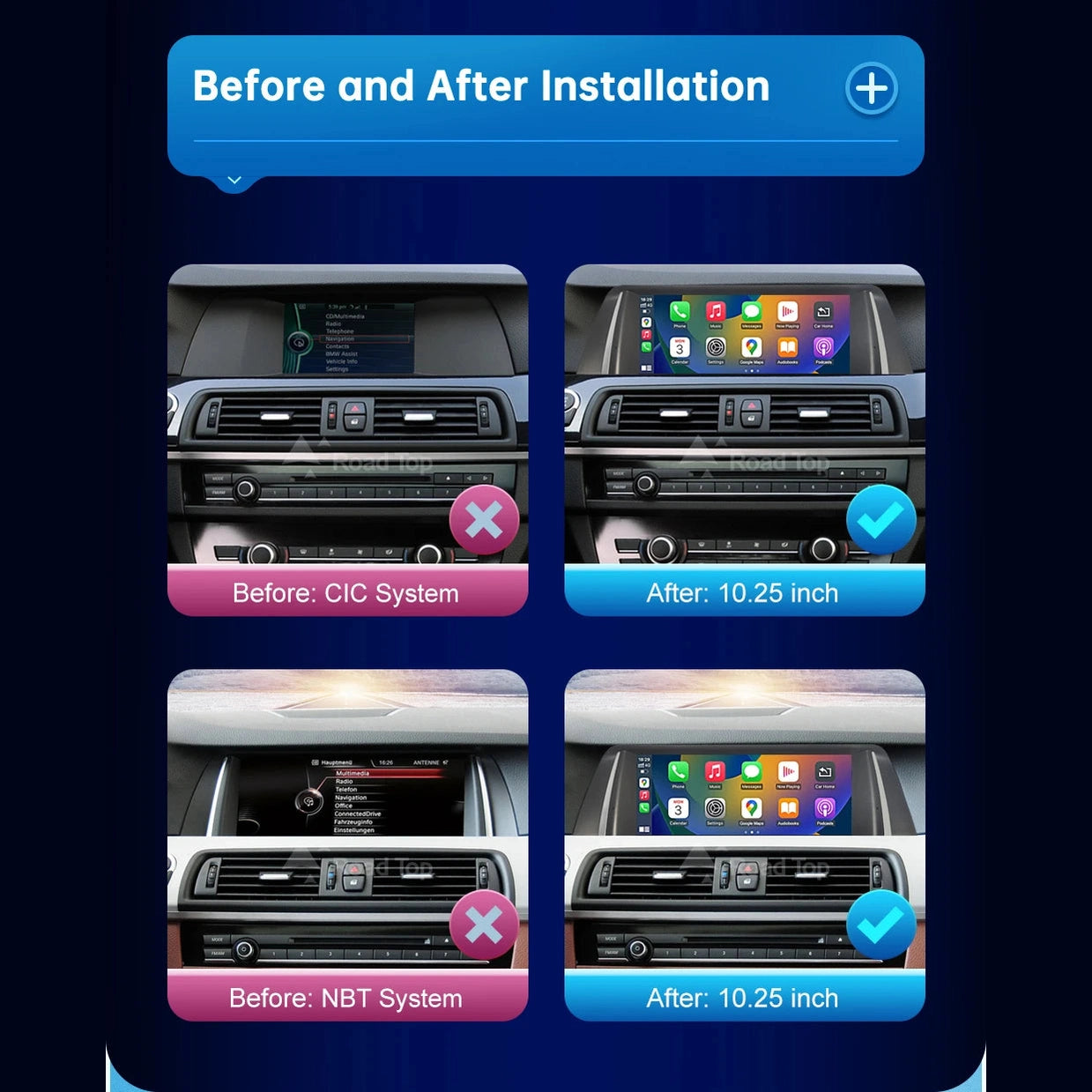 10.25 Inch Linux Display Multimedia Player For BMW Car 5 Series F10 F11 2011-2017 CIC NBT GPS Carplay Touch Screen