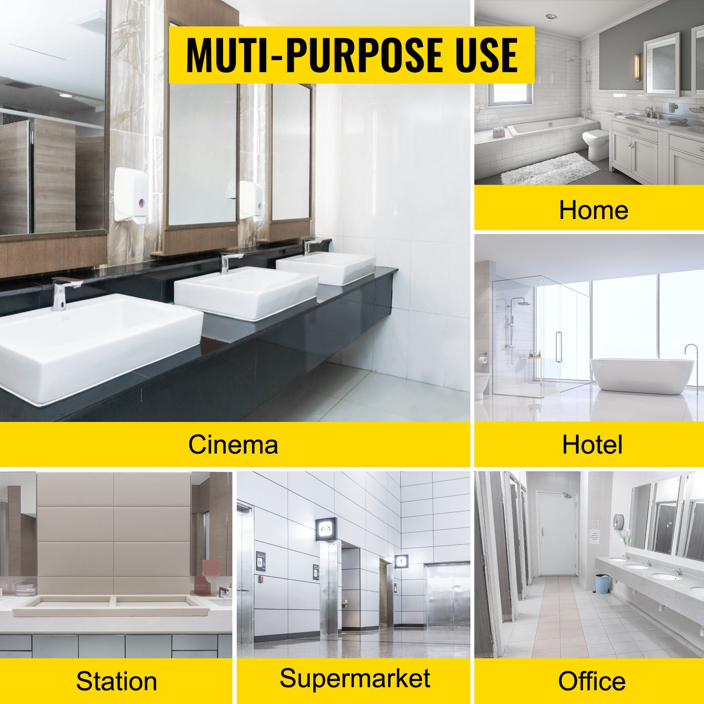 SucceBuy Hand Dryer Machinery Automatic High-speed Jet Double-sided Secure Robust Material Blade for Washroom Multicolor